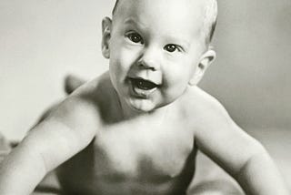 Black and white image of the author as an infant.