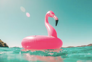 Pink flamingo floaty.
