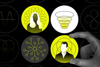 Illustration of personalized user experiences, featuring abstract representations of data-driven personalization, with icons symbolizing behavioral tracking, segmentation, and individual customization.