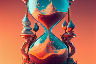 A surrealistic hourglass created with MidJourney