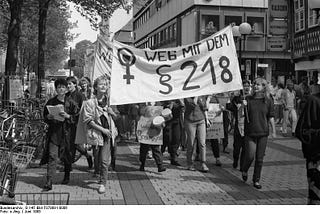 Demonstration for the elimination of paragraph 218 from the German Criminal Code in Göttingen, 1988.