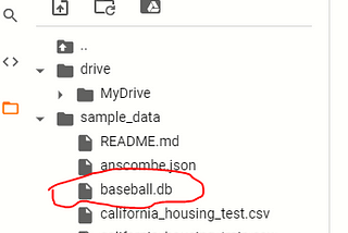 Using .db file in google colab
