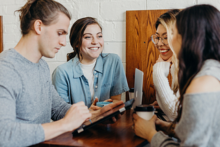 People talking around a table