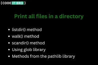 How to Print All Files in a Directory Using Python [5 Methods]