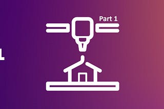 Graphic with a purple background and three futuristic manufacturing white icons.