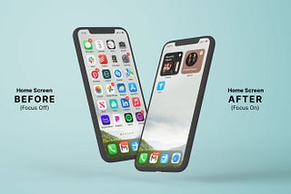 iPhone home screen before and after Focus
