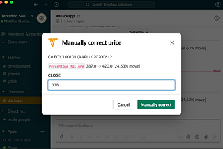 Validating suspect stock prices in Slack