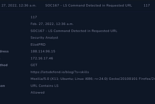 SOC167 — LS Command Detected in Requested URL