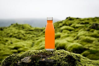 A bottle on a mountain