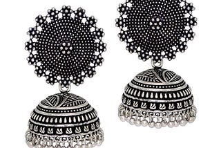 Preyans From Jaipur Mart Jhumki Earrings for Women (Silver)(GSE247$P)