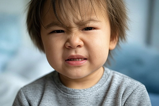 A small child looking very angry.