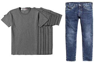 Sete camisetas cinzas e uma calça jeans — uma combinação genial