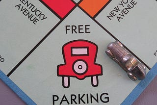 Photo of Free Parking square on Monopoly board