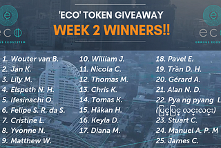 Week 2 Winners Announced - ECO Giveaway Competition