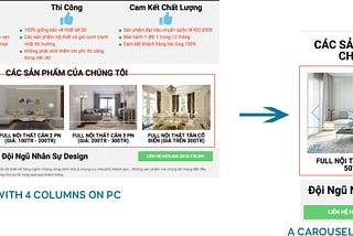 Row 4 columns on PC to carousel slide on mobile challenge