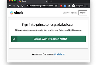 Slack with Princeton’s Single Sign-On