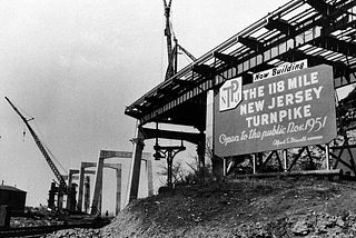 New Jersey Turnpike 118-mile highway under construction in 1951
