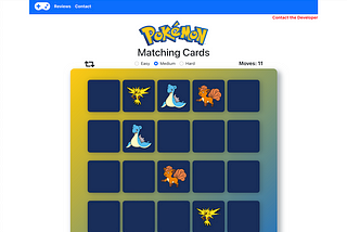 Pokémon Matching Cards: My ReactJS app project