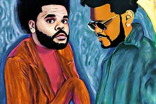 Drake and The Weeknd in the style of Edvard Munch