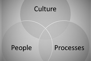 Venn diagram showing the overlap of culture, people and processes