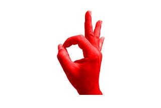 Red edited hand making “ok” symbol for mhood mind