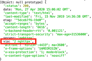 The ‘via’ header has a value of ‘2 ngttpx’