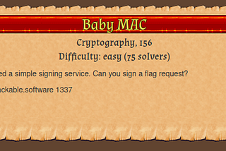 Dragon CTF 2021, Baby MAC Writeup