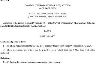 Hot take: COVID-19 (Temporary Measures) (Control Order) Regulations 2020