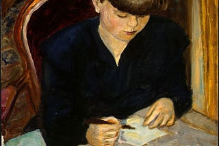 Painting of a woman writing a letter