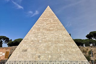 Pyramid with blue sky in the background