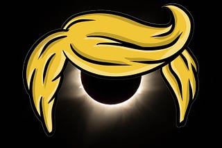 Full solar eclipse wearing Trump wig