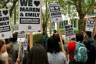 Amazon employees speak in support of Maren Costa & Emily Cunningham