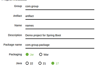 Let’s look spring initializr metadata, what will be generated