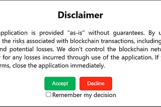 Integrating a Disclaimer Popup in Web3 Applications