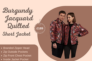 Burgundy Floral Jacquard Quilted Short Jacket — Soot and Ty