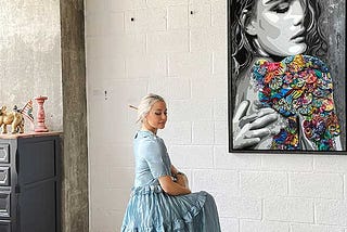 Image of Kristel Bechara in her Studio with her Artwork