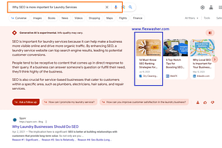 Optimize Laundry, Dry Clean Website for Google SGE