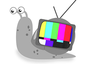 Illustration of a snail with a TV for a shell.