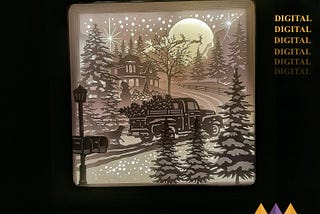 Merry Christmas Shadow Box/Lightbox Snow Santa