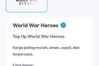 Top Up World War Heroes Murah via Pulsa