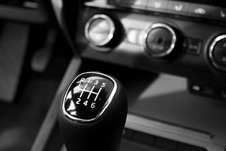 A black and white shot of a gearshifter