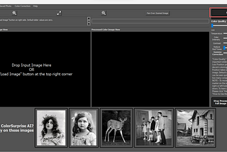 The screenshot highlights ‘Load Image’ button from which user can load black and white image in Pixbim Color Surprise AI.