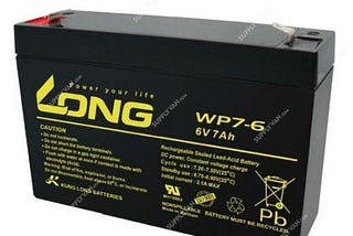 Long Rechargeable Sealed Lead Acid Battery, WP7–6, 6V, 7Ah (
