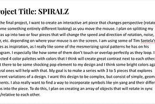 Final Project Pitch: SPIRALZ