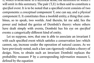 The Dembski Theorem: A synopsis by Wolfgang Smith