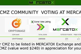 CMZ COMMUNITY VOTING IN MERCATOX EXCHANGE