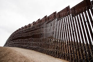 Border wall between the US and Mexico.