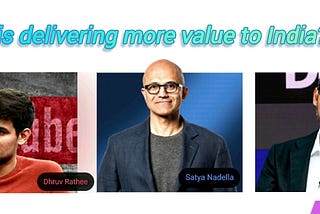 Dhruv Rathee, Satya Nadella and Sundar Pichai