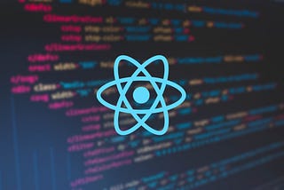 HTML code background with React logo on top