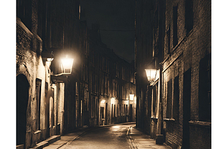 Quiet city streets 
 lights cast down creepy shadows 
With no one insight